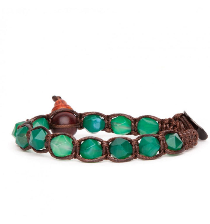 Bracciale Uomo Tamashii Marrone Biglia Agata verde striata Cut BHS911-140
