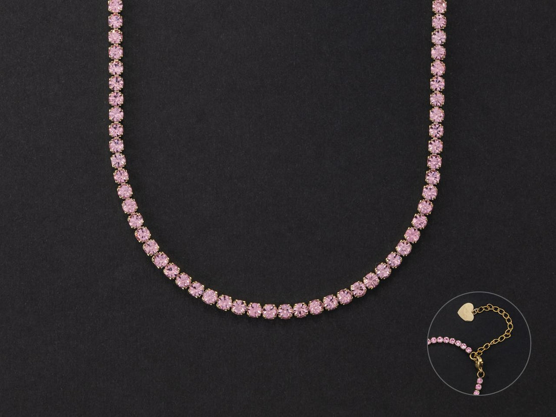 Collana Donna 4US Cesare Paciotti Acciaio Dorato Tennis Zirconi rosa 3 mm 4UCL5467W