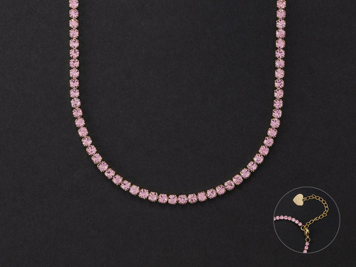 Collana Donna 4US Cesare Paciotti Acciaio Dorato Tennis Zirconi rosa 3 mm 4UCL5467W