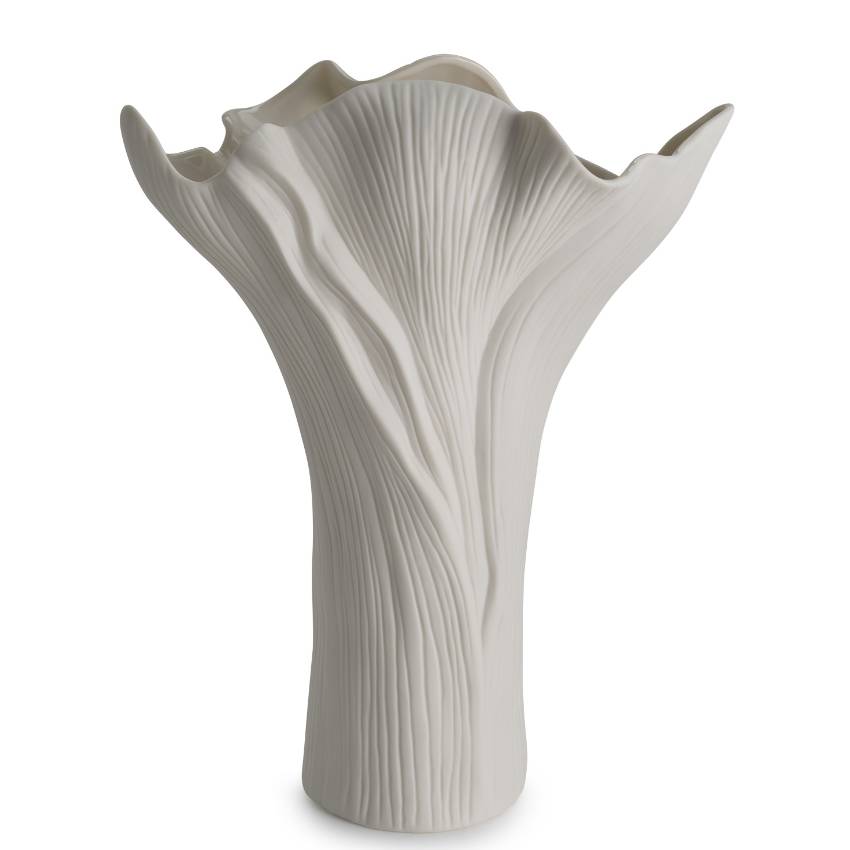 Vaso Henriette Flussi Foglia Bianco Porcellana 34 cm D19089