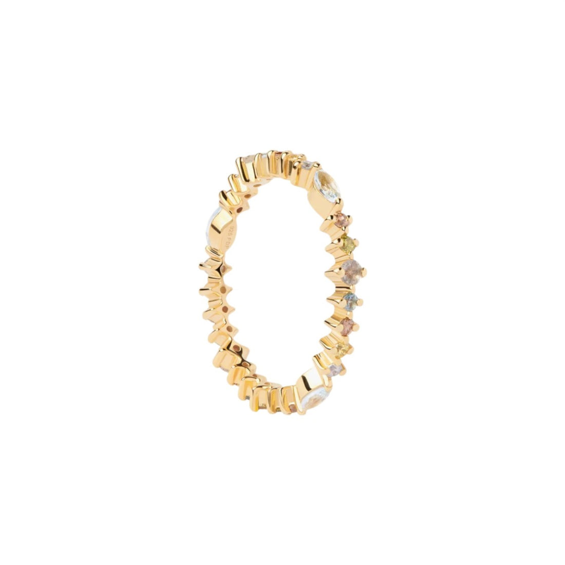 Anello Donna PDPaola Argento Dorato 925 con Zirconi Multicolore AN01-C80-12