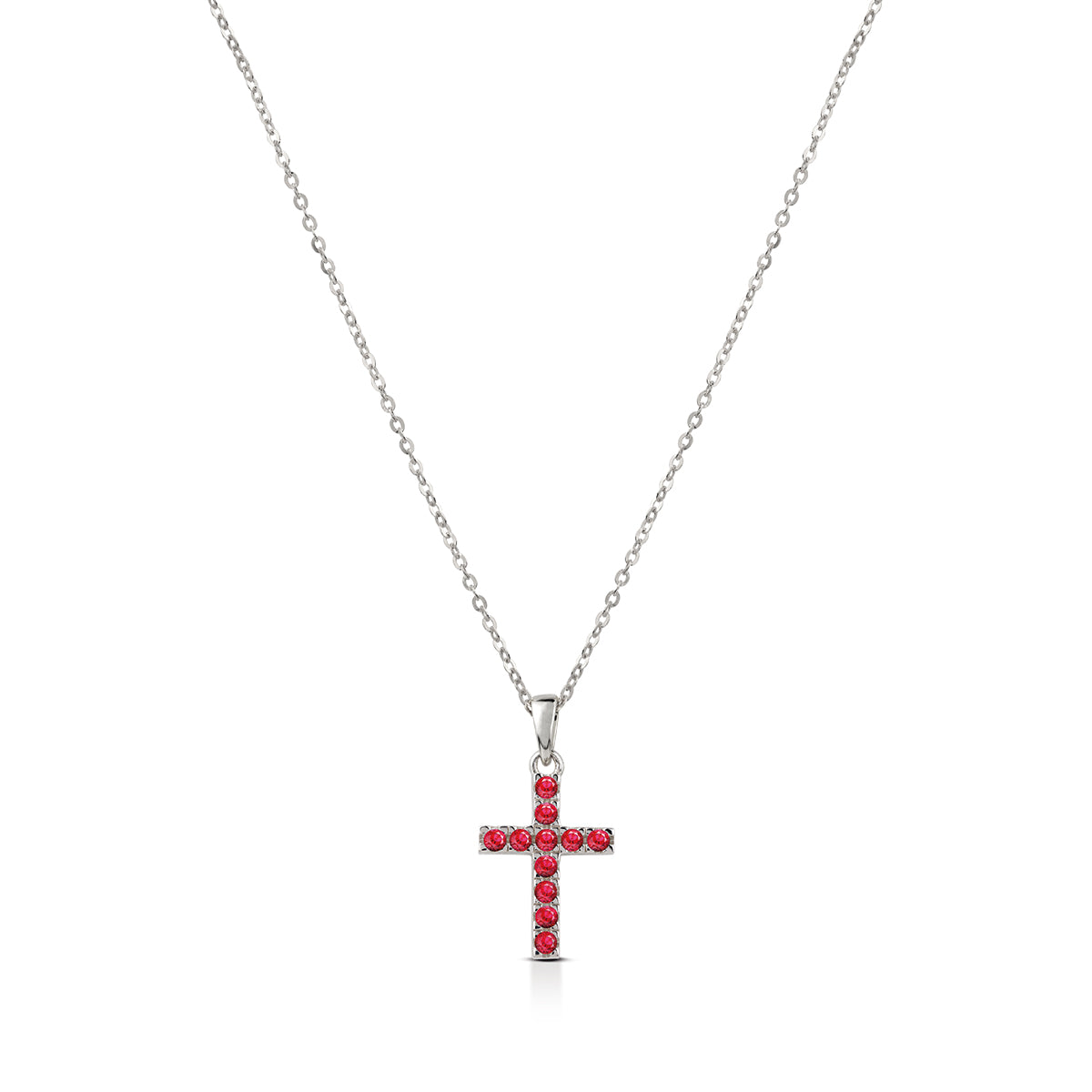 Collana Donna Kulto Argento Bianco 925 Rollò Croce Zirconi Rossi K925-172-2800