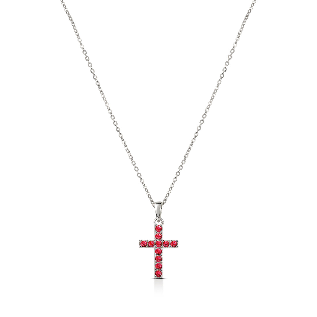 Collana Donna Kulto Argento Bianco 925 Rollò Croce Zirconi Rossi K925-172-2800