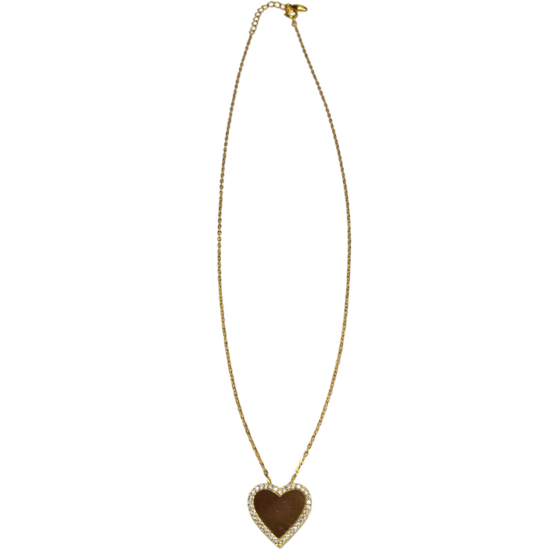 Collana Donna Re Mida Argento Dorato Cuore Grande Zirconi Bianchi CL DJV P8