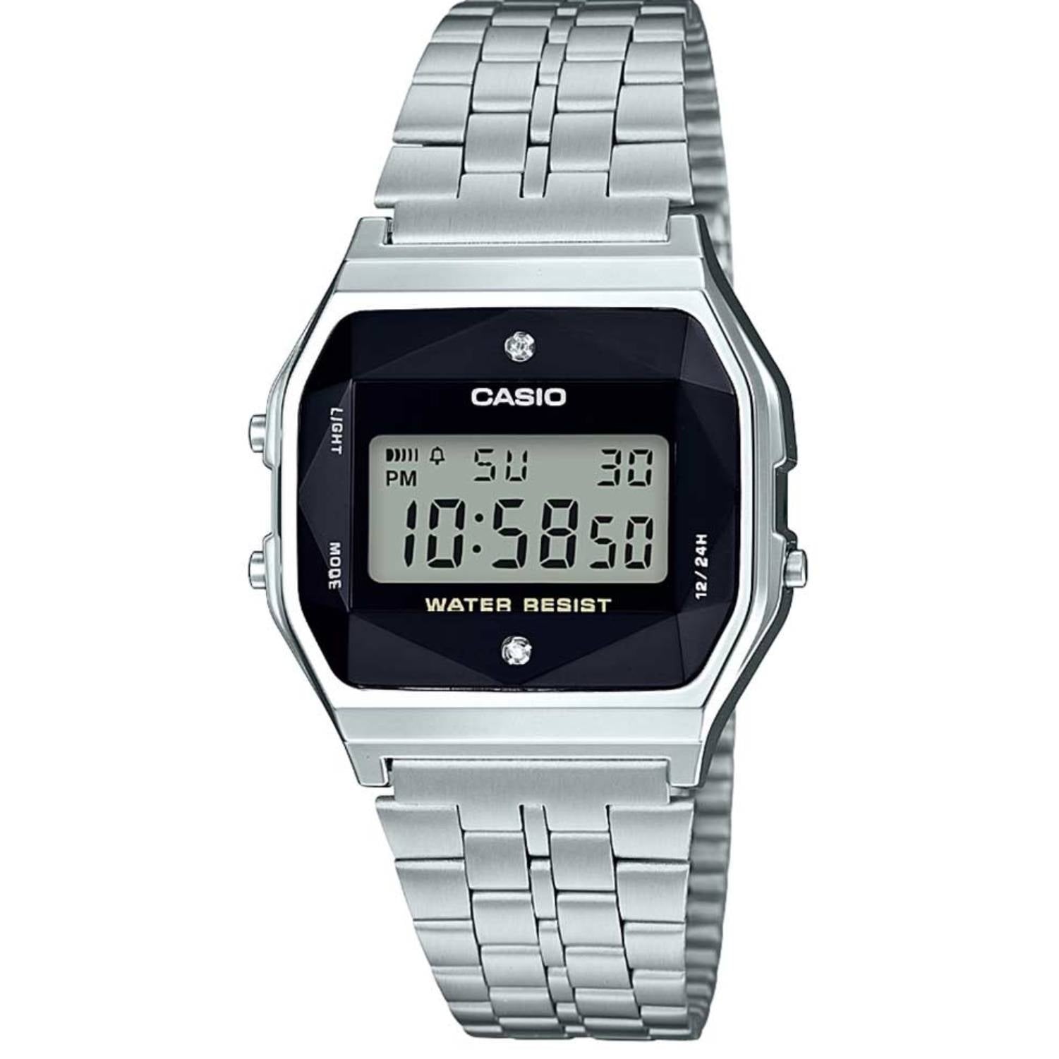 Orologio Donna Acciaio Casio Vintage Quarzo Diamond Digitale Cronografo A159WAD-1DF