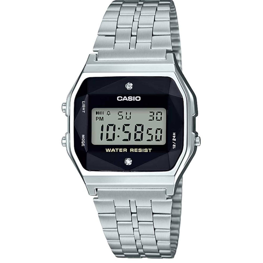 Orologio Donna Acciaio Casio Vintage Quarzo Diamond Digitale Cronografo A159WAD-1DF