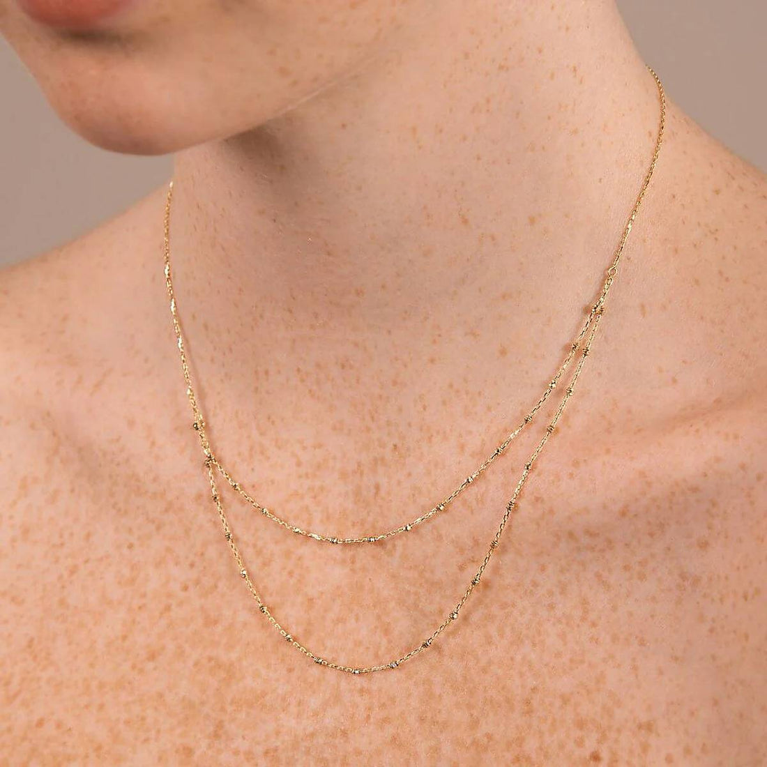 Collana Donna Milor Gold 9 KT Catena Due Fili Biglie Sfacettate WSGD90302.YG