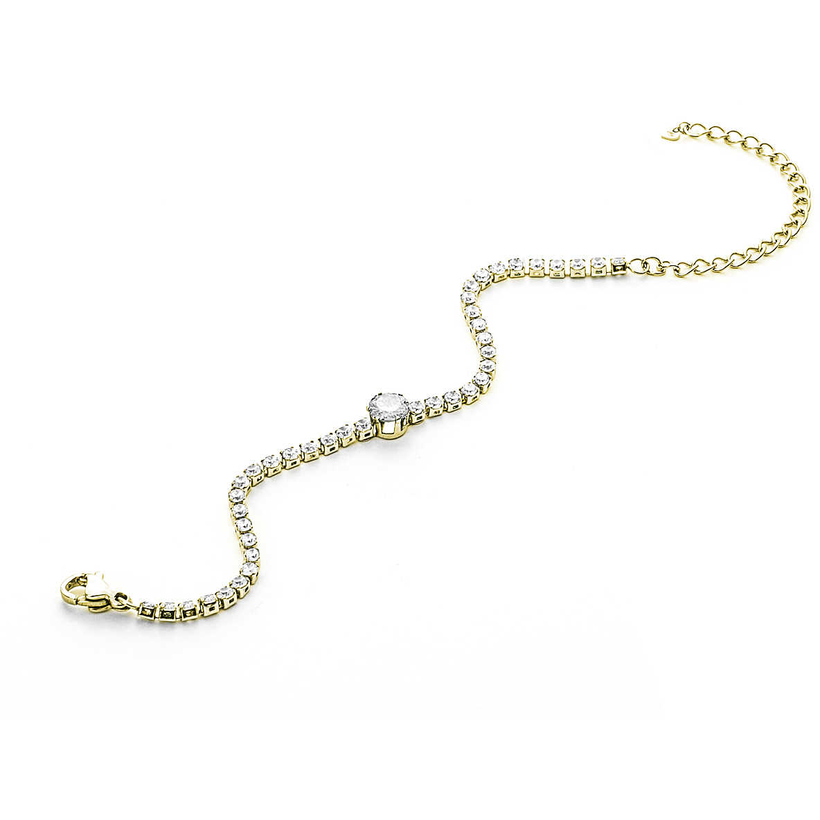 Bracciale Tennis Donna 4US Cesare Paciotti Acciaio dorato Con Zirconi bianchi 4UBR4818W