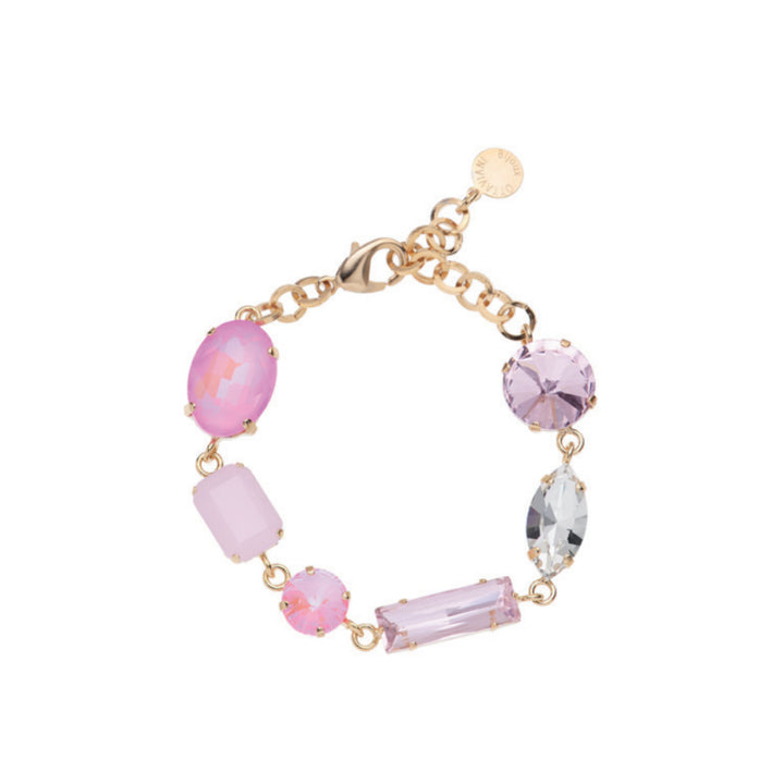Bracciale Donna Ottaviani Bronzo Dorato Tennis Zirconi Rosa Fucsia 500938B