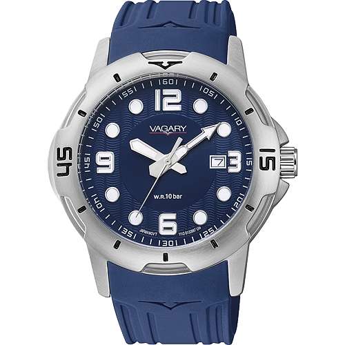 Orologio Uomo Acciaio Vagary Quarzo Data Blu Numeri IB6-019-70