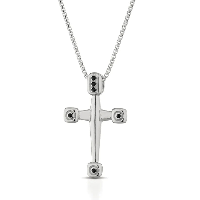 Collana Uomo Ananda 925 Croce Zirconi Neri A-CD149B