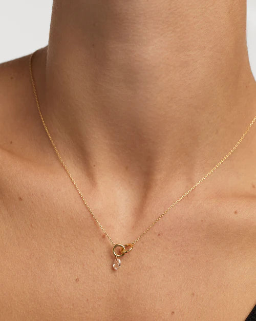 Collana Donna PDPaola Argento Dorato 925 Zircone Rosa Pesca CO01-844-U
