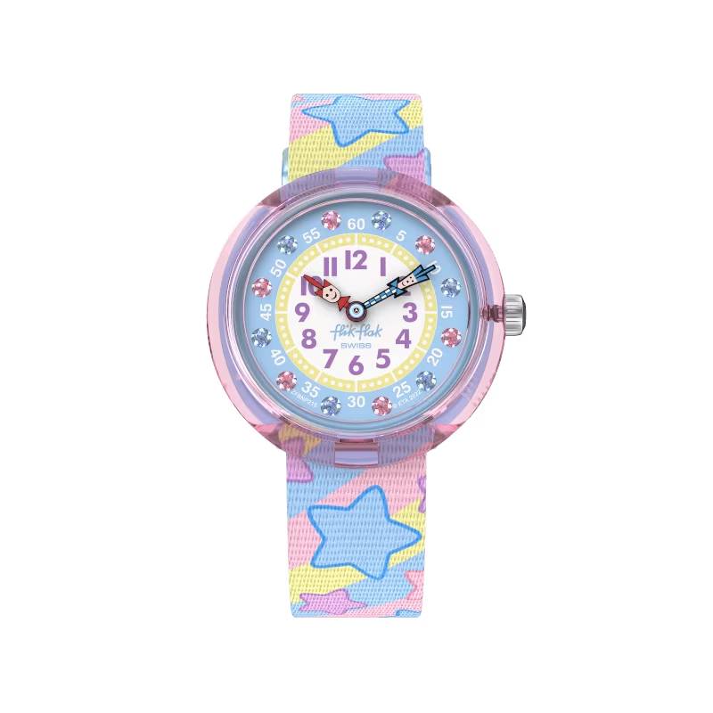 Orologio Bambina Swatch Flik Flak Star Party Quarzo Solo Tempo Stelle ZFBNP215