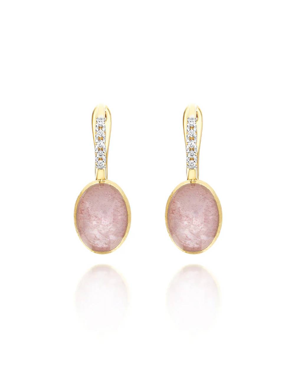 Orecchini Donna Nanis Oro Giallo 18 KT Diamanti e Quarzo fragola e madreperla OS3-609