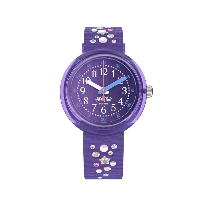 Orologio Bambina Swatch Flik Flak Stargazing Quarzo Solo Tempo Viola ZFPNP139