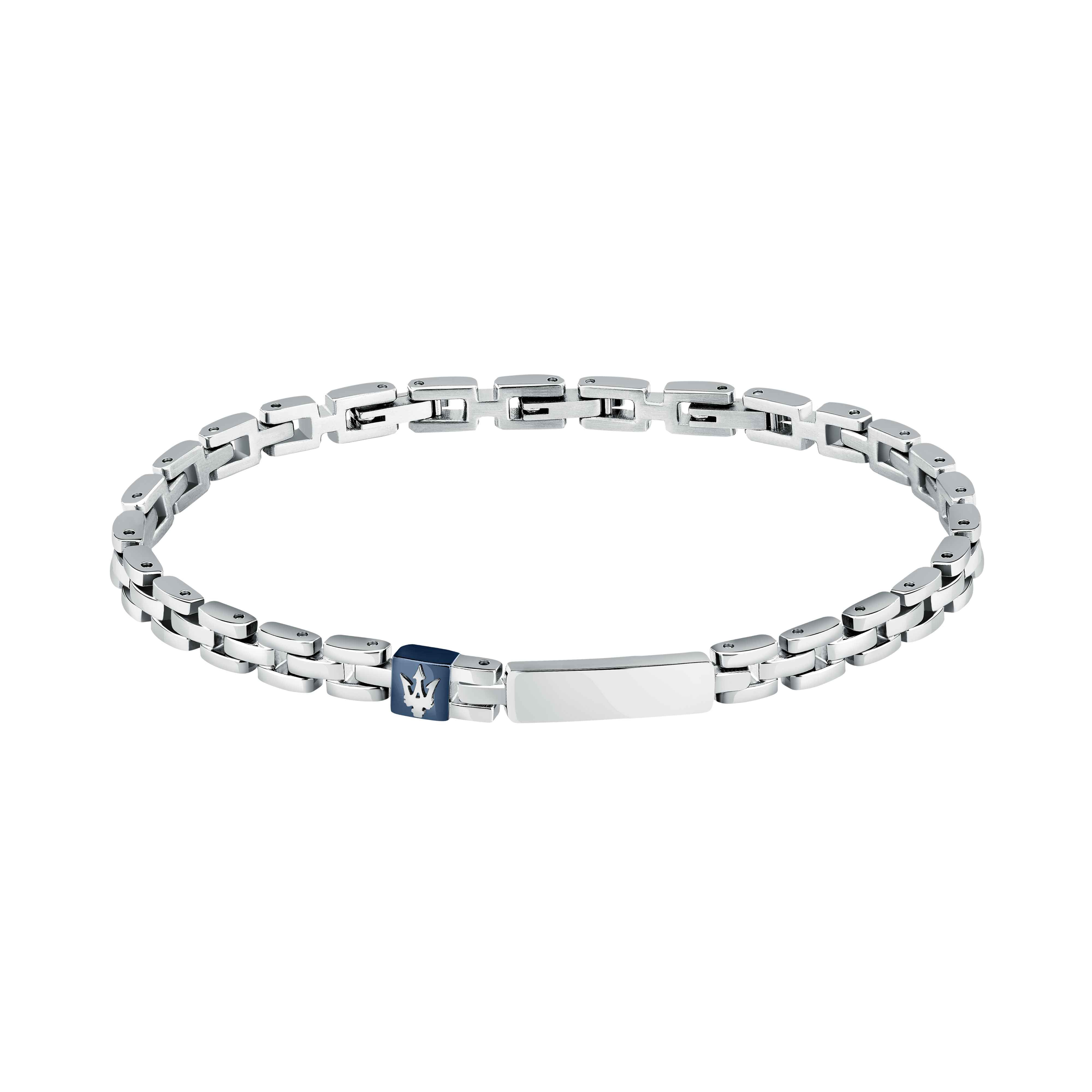 Bracciale Uomo Maserati Acciaio Targhetta Blu Logo Tridente JM324AVD56