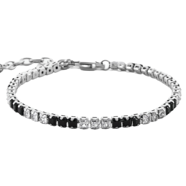 Bracciale Unisex 4US Cesare Paciotti Tennis Acciaio Zirconi Bianchi Neri 4UBR6976