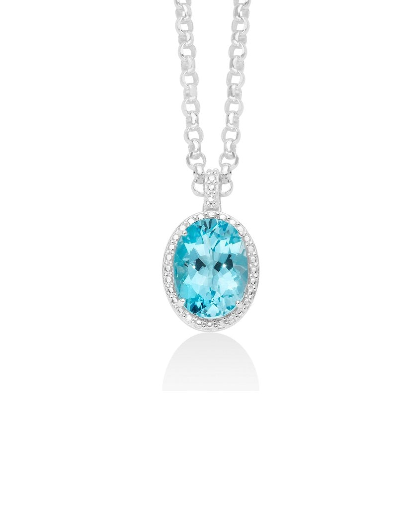 Collana Donna Miluna Argento 925 e topazio azzurro ovale CLD4356