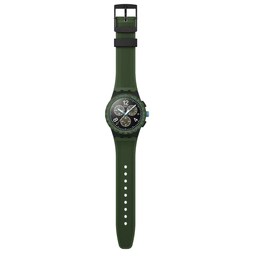 Orologio Uomo Swatch Olive Rush Verde Crono Data SUSB421