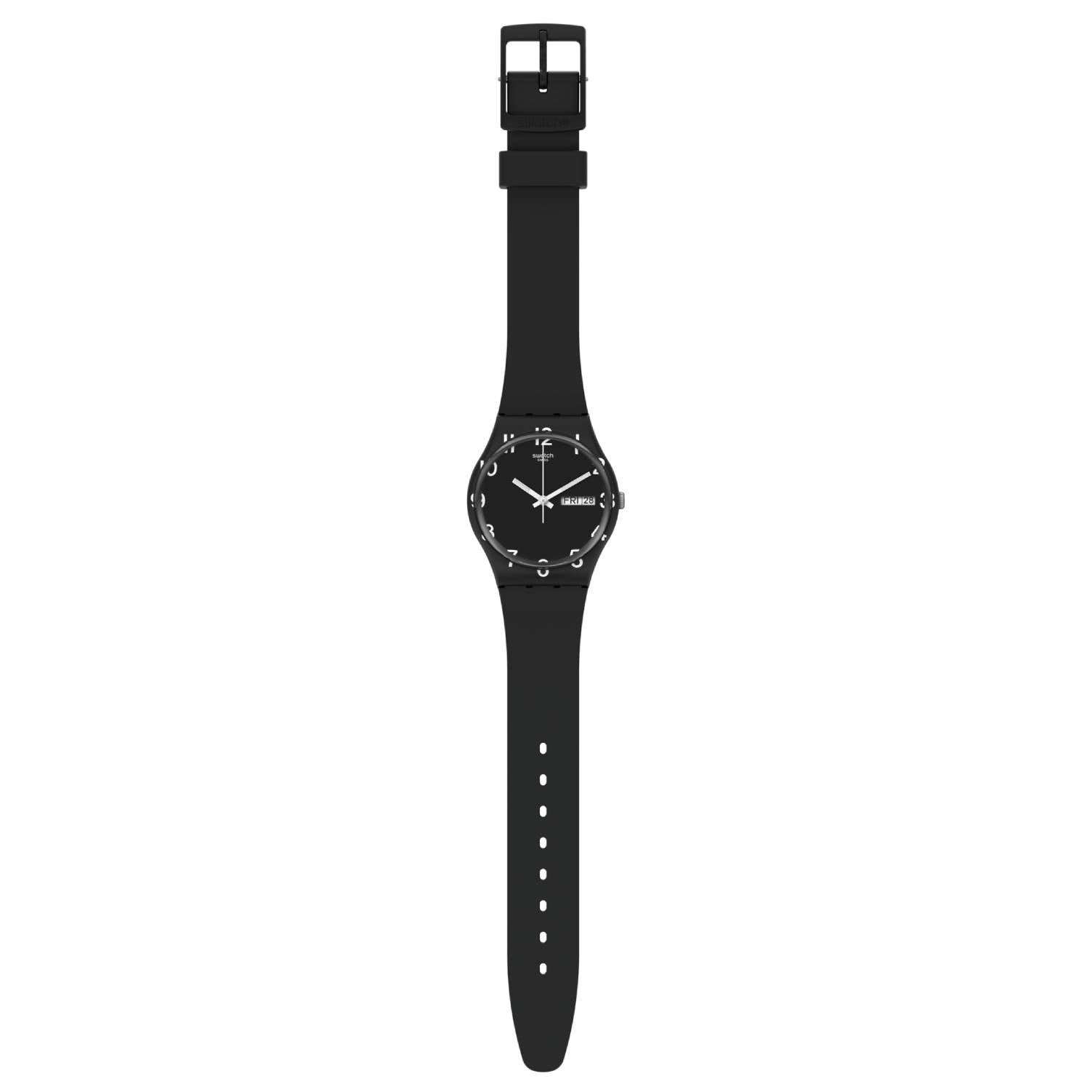 Orologio Donna Gomma Resina Swatch Solo tempo Quarzo Black Doppia Data GB757