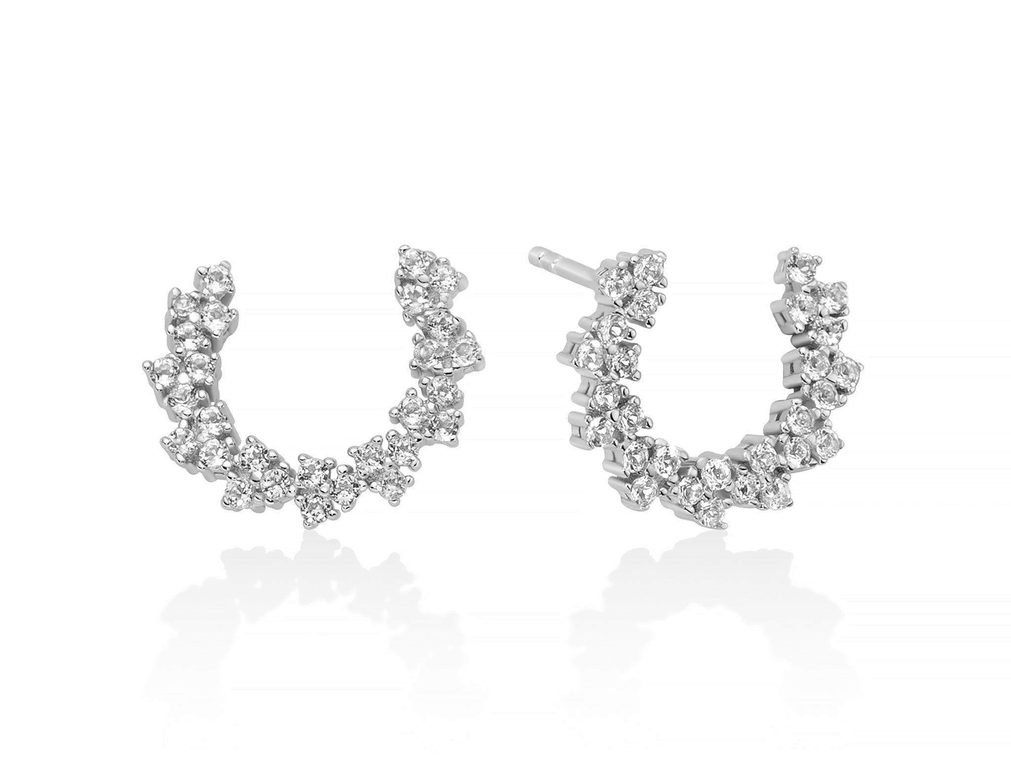 Orecchini Donna Miluna Perle Argento 925 semicerchio con  Pietre Topazio Bianco ERD3215