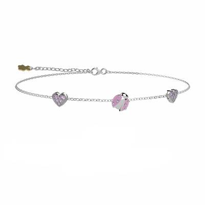 Bracciale Bambina Nanàn Argento Cuore Coccinella Rosa NAN605