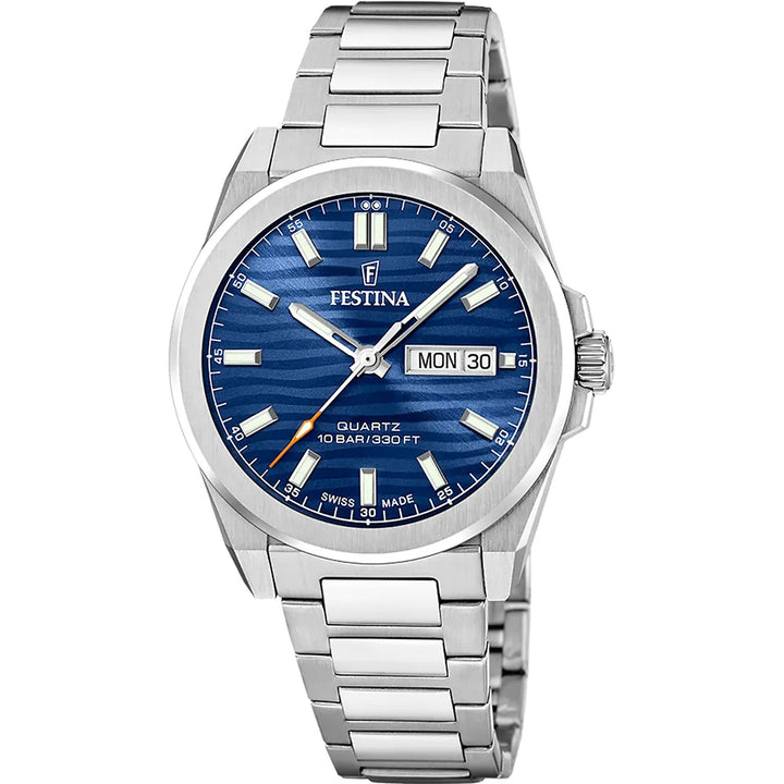 Orologio Uomo Acciaio Festina Blu Swiss Made F20073/3
