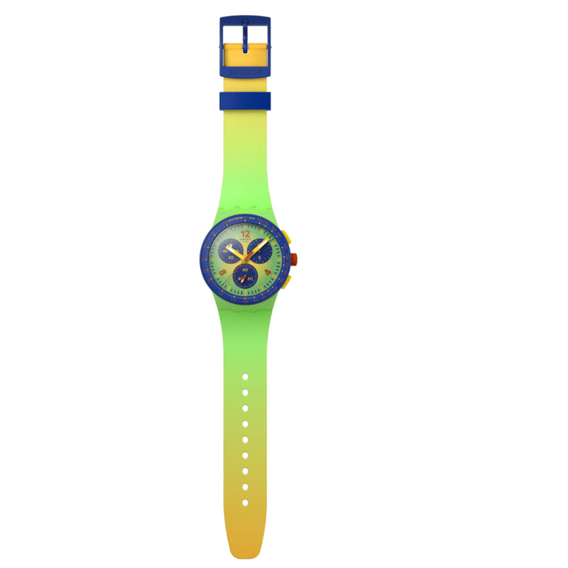 Orologio Uomo Silicone Swatch Quarzo Crono Flowing Freshly SUSG101