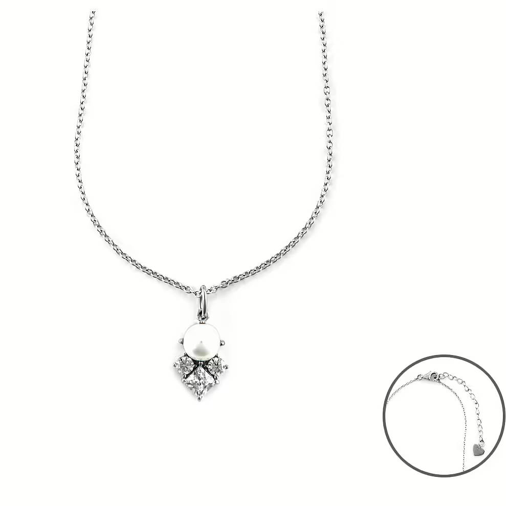 Collana Donna 4US Cesare Paciotti Argento Punto Luce Perla Zirconi 4UCL6581W