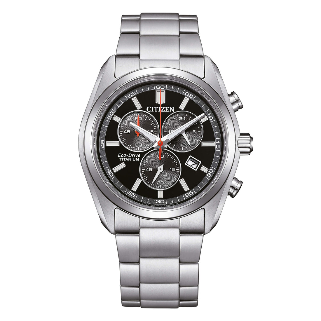 Orologio Uomo Citizen Nero Eco-Drive Cronografo Titanio Data AT2590-59E