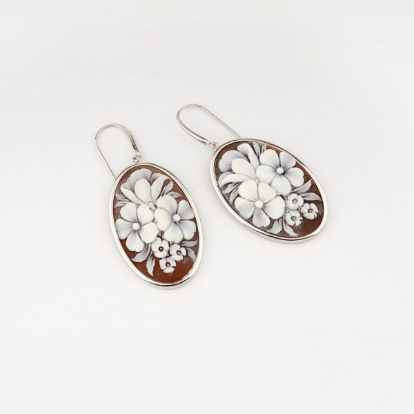 Orecchini Donna Cameo Italiano Argento Rosè 925 Bouquet Fiori O201H-B