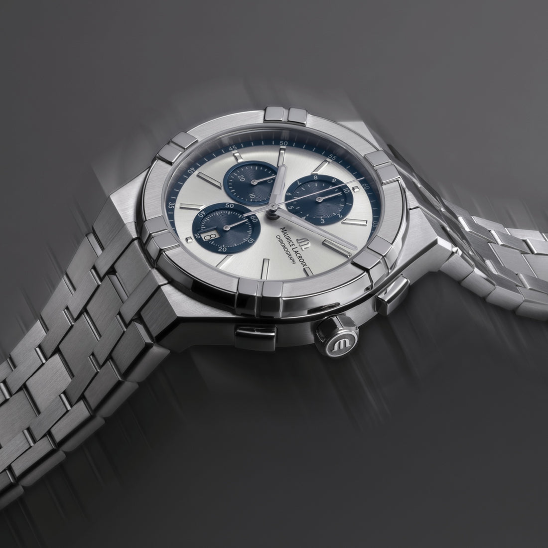 Orologio Uomo Maurice Lacroix Aikon Cronografo Blu Grigio AI1118-SS002-230-1