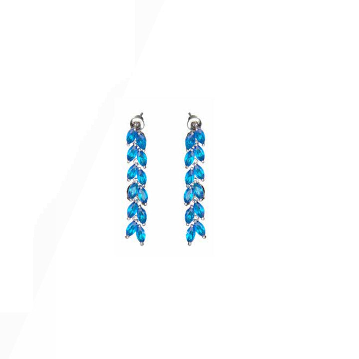 Orecchini Donna Ottaviani Bronzo Argentato Zirconi Blu Foglia 500902O