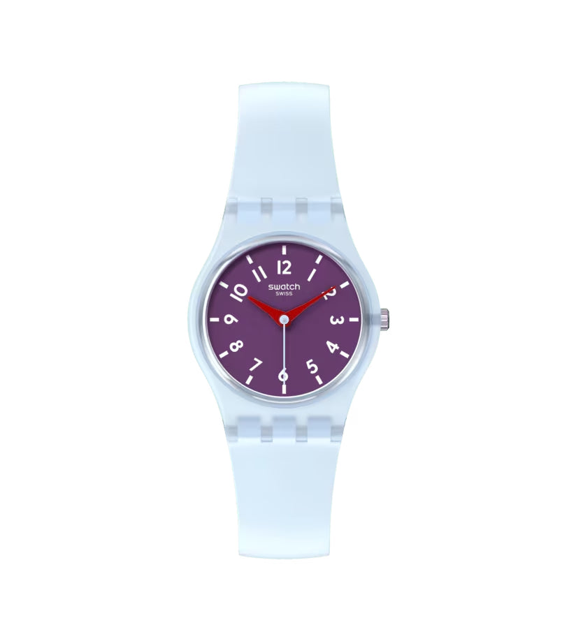 Orologio Donna Bambina Swatch Powder Plum Numeri Quarzo Bianco Viola LL126
