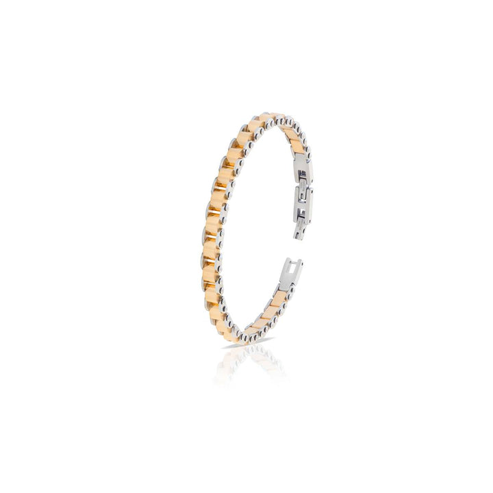 Bracciale Uomo Arkano Semirigido Acciaio Bicolore Dorato BAC119G