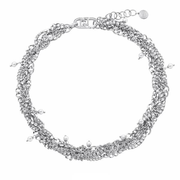 Collana Donna Liu Jo Acciaio Silver Perle Strass LJ3072