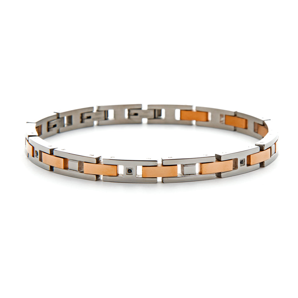 Bracciale Uomo 4US Cesare Paciotti Acciaio Rosè Zirconi Neri 4UBR5982