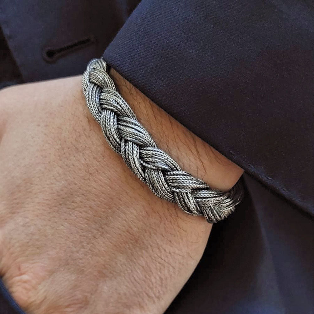 Bracciale Uomo Maria Cristina Sterling Argento 925 Groumette Grande Brunita G4501