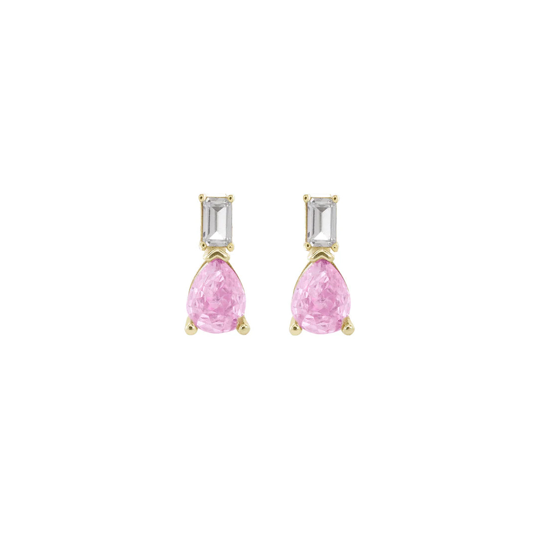 Orecchini Donna Laura P. Argento Dorato 925 Baguette Bianche Goccia Rosa OR0216GRS
