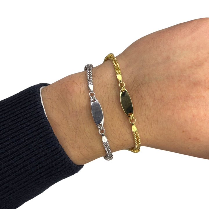 Bracciale Unisex Nodo Incisione Personalizzabile Argento Piastra Piccola