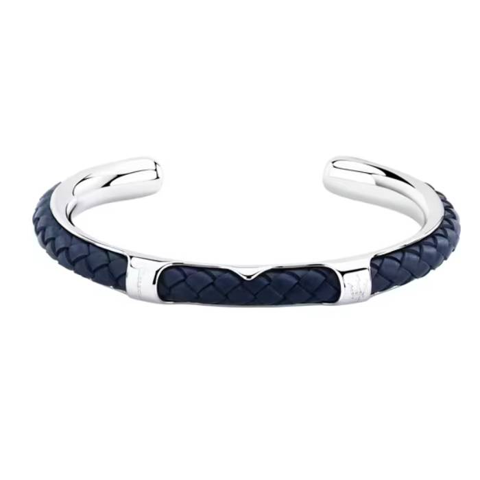 Bracciale Uomo Maserati Acciaio Pelle Rigido Blu JM226AVE40