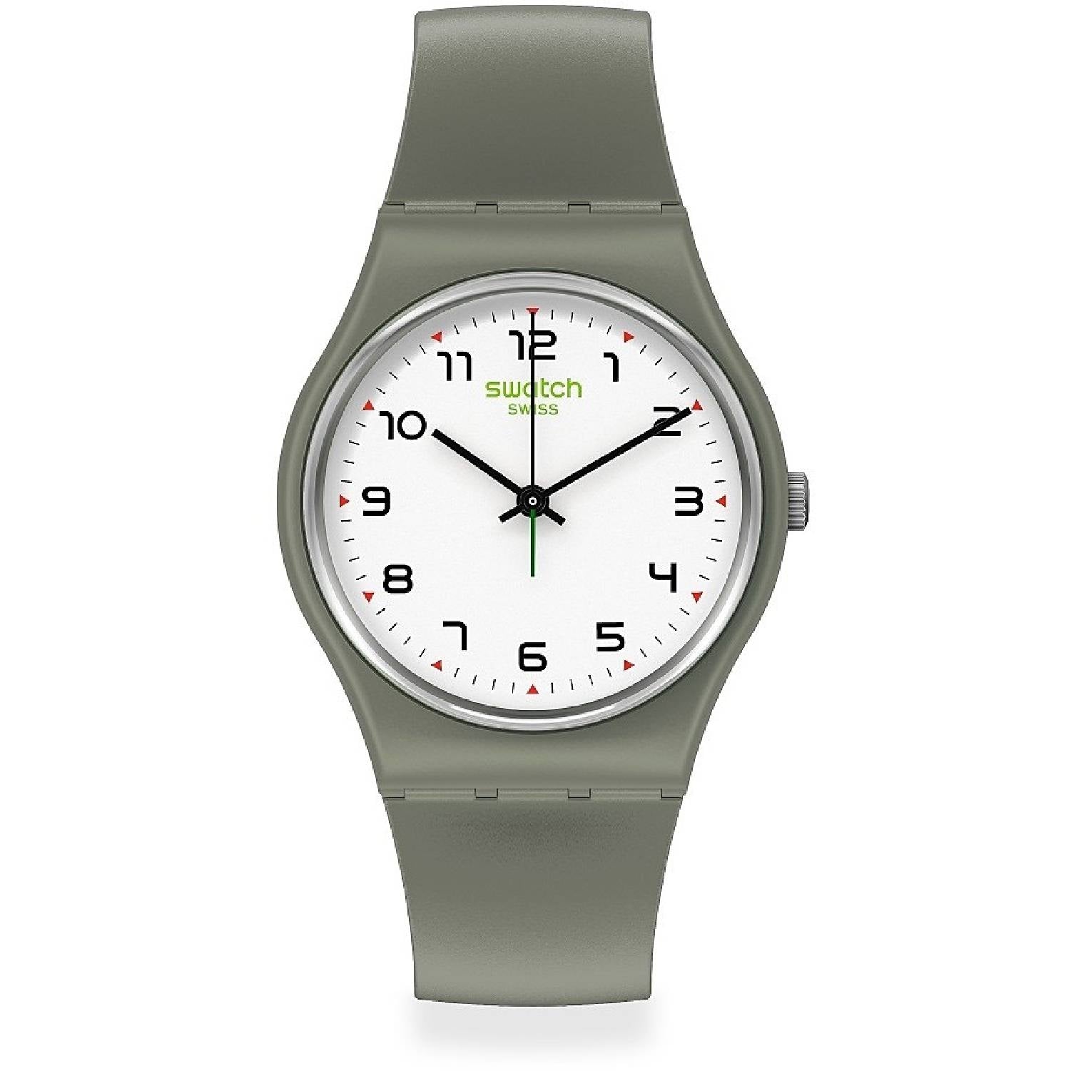Orologio Uomo Gomma Resina Swatch Quarzo Solo Tempo Verde Numeri SO28G101