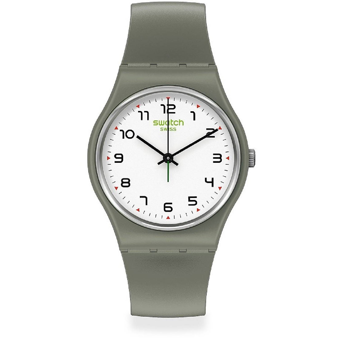 Orologio Uomo Gomma Resina Swatch Quarzo Solo Tempo Verde Numeri SO28G101