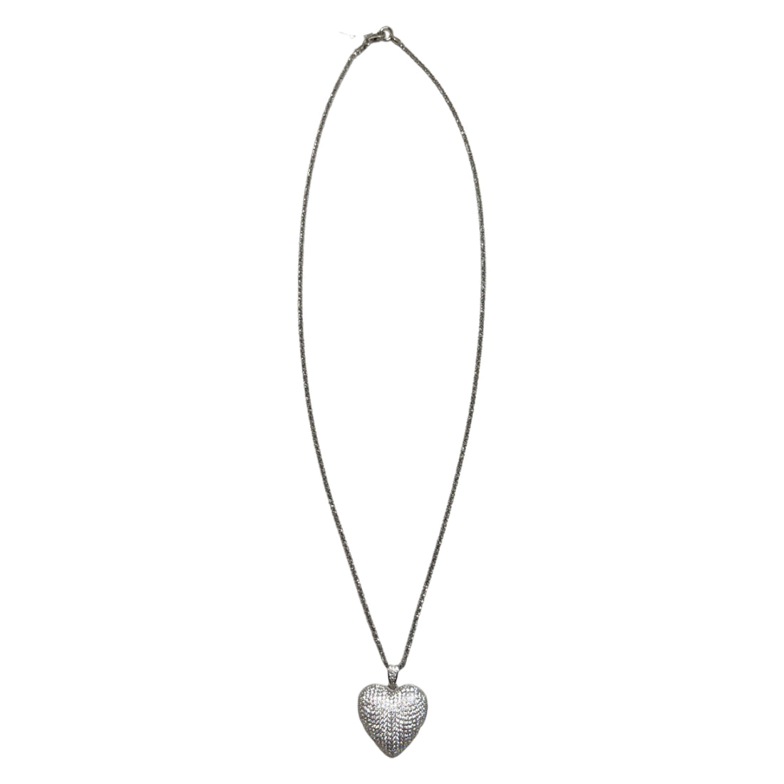 Collana Donna Re Mida Argento Cuore Bombato Pavè Zirconi Bianchi Cuore-1