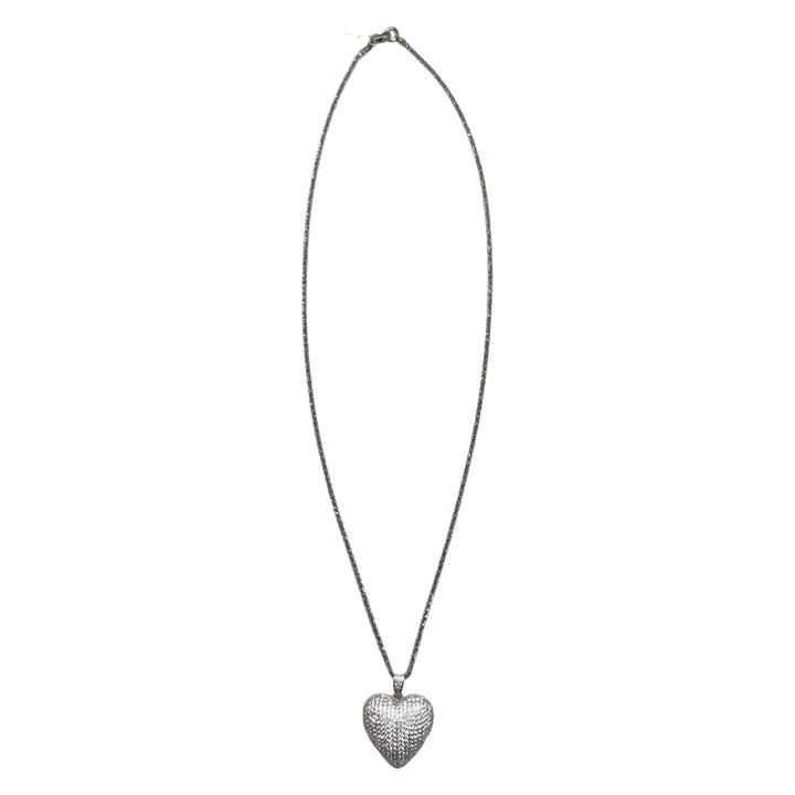 Collana Donna Re Mida Argento Cuore Bombato Pavè Zirconi Bianchi Cuore-1