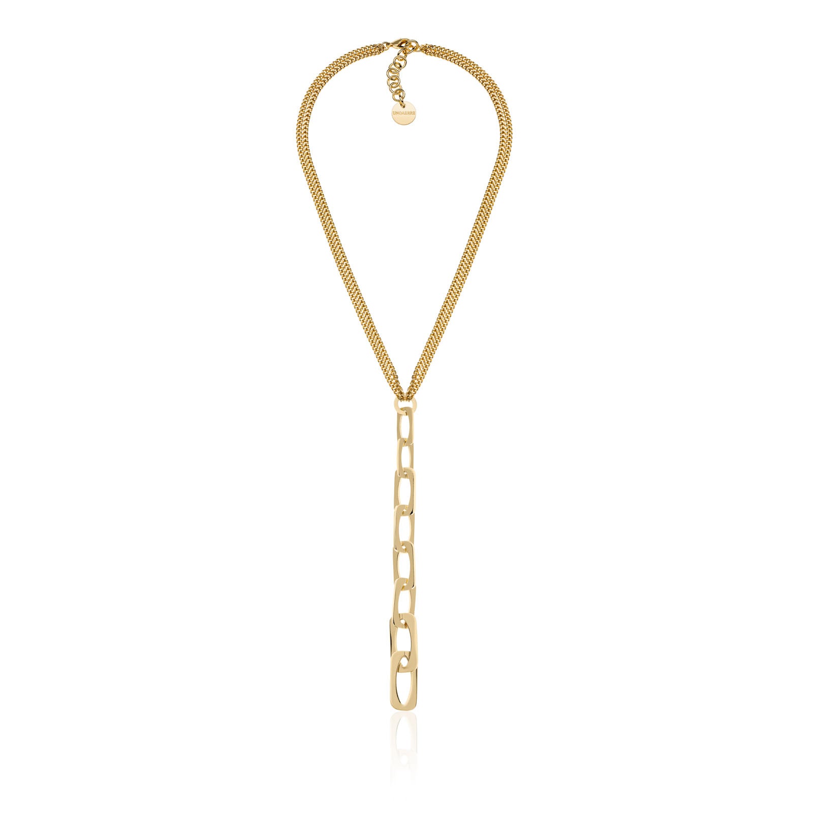Collana Donna Unoaerre Bronzo Dorato Maglia Anelli Cravatta Lucidi 549538