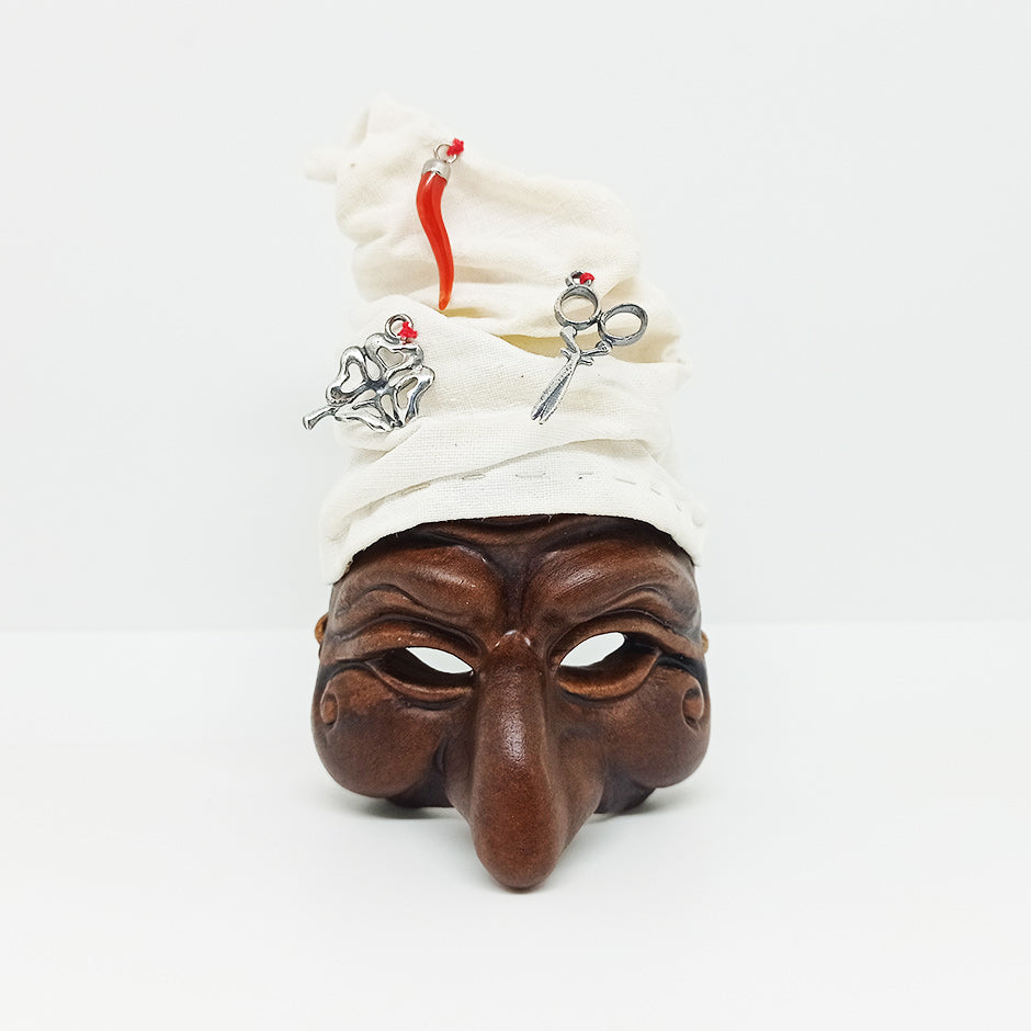 Maschera pulcinella  Arte in Terracotta  e Argento