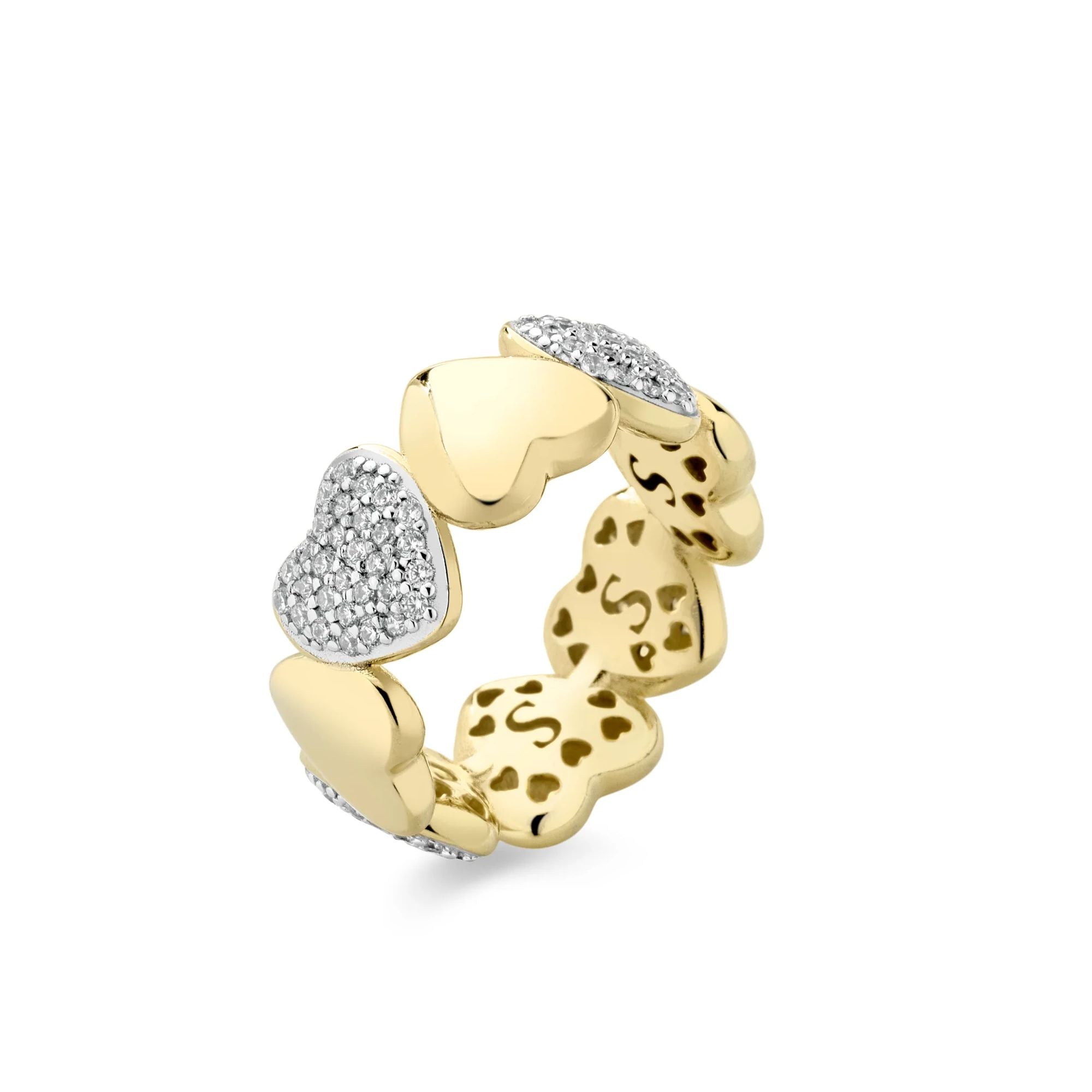 Anello Donna Sogni Argento Dorato 925 Cuore Zirconi Bianco AN120GB/14