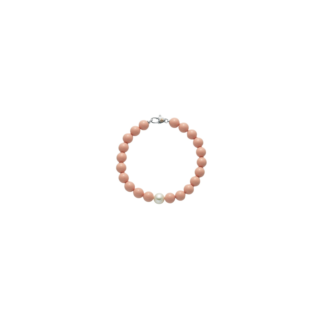 Bracciale Miluna Pasta di Corallo Rosa Perla Elastico 8,5-9 mm