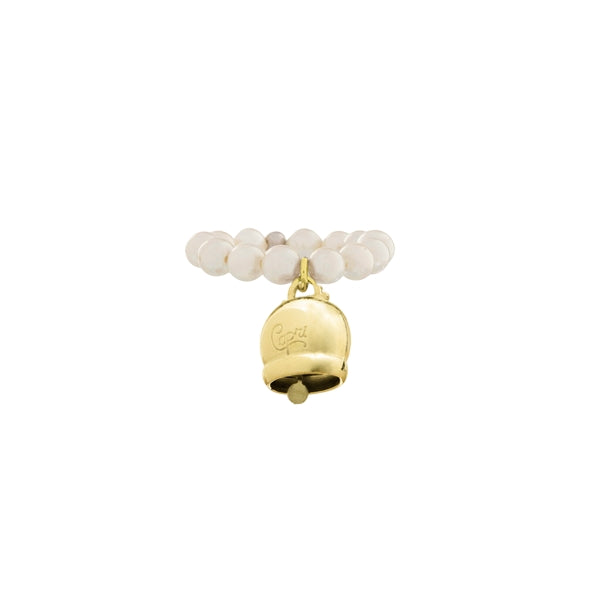 Anello La Campanella di Capri Perle Argento Dorato Elastico Porta Fortuna APD2-ORO